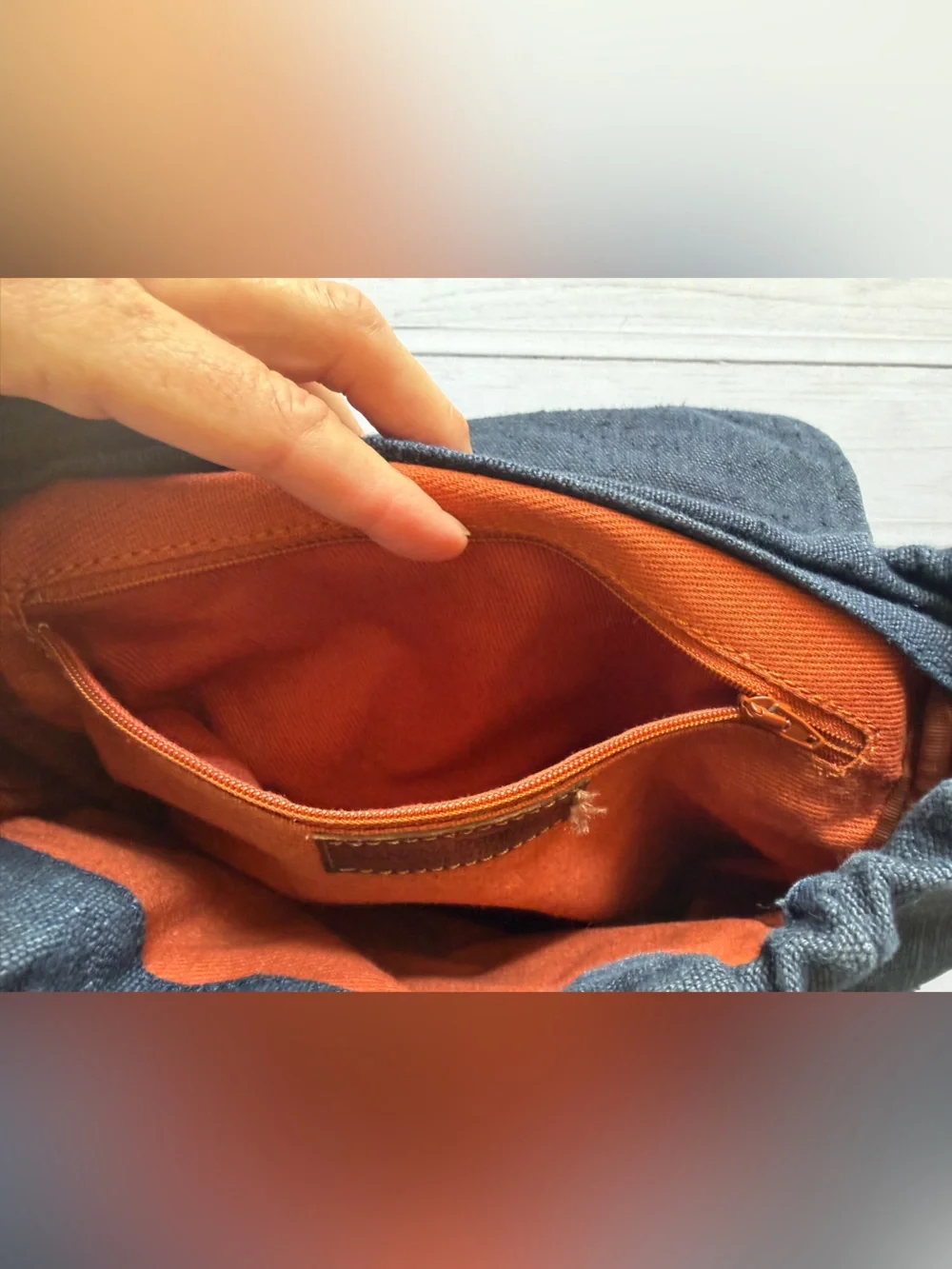 Vintage Banana Republic made in Italy blue texture canvas & leather rucksack